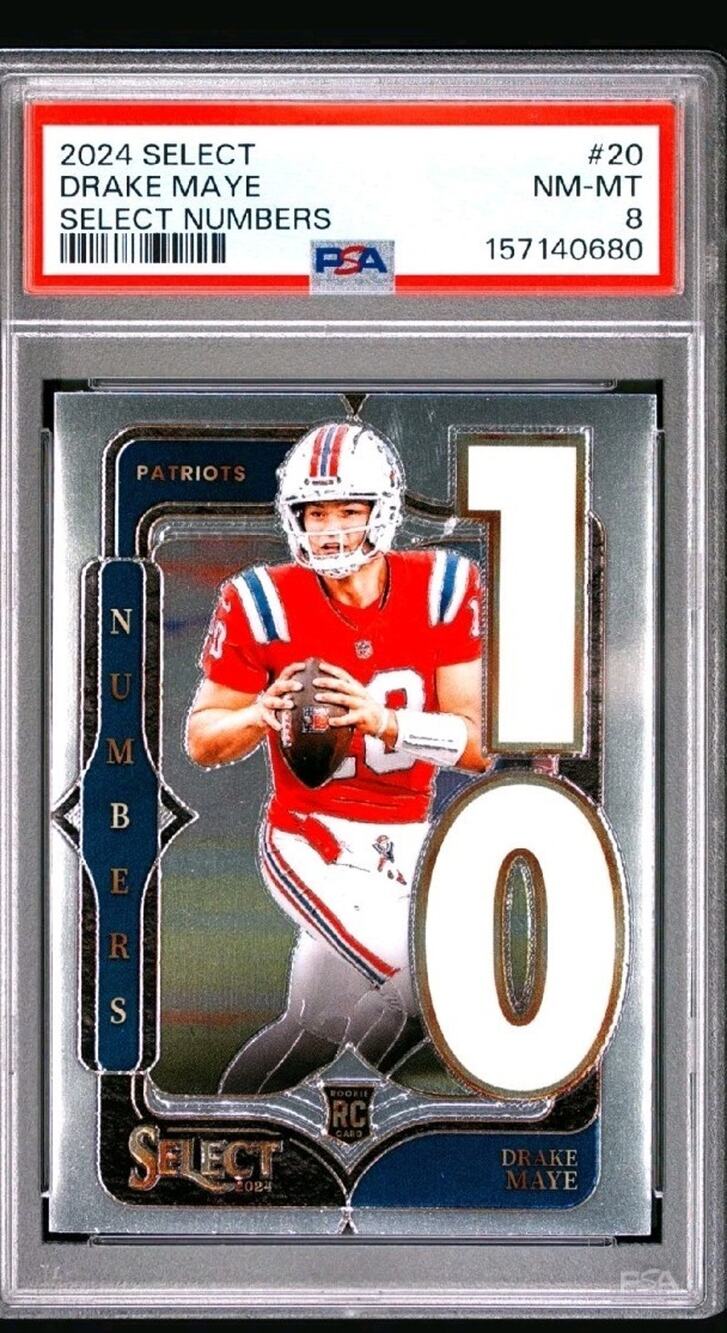 2024 Panini Select Drake Maye RC Rookie #20 Numbers Patriots PSA 8 NM Football